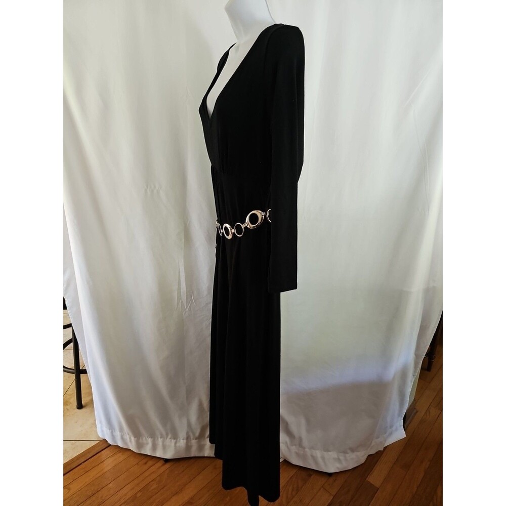 Nicole Miller Dress Women's Black Belted Hadley Ponte Knit Dress Long Sleeve Med - Picture 4 of 11